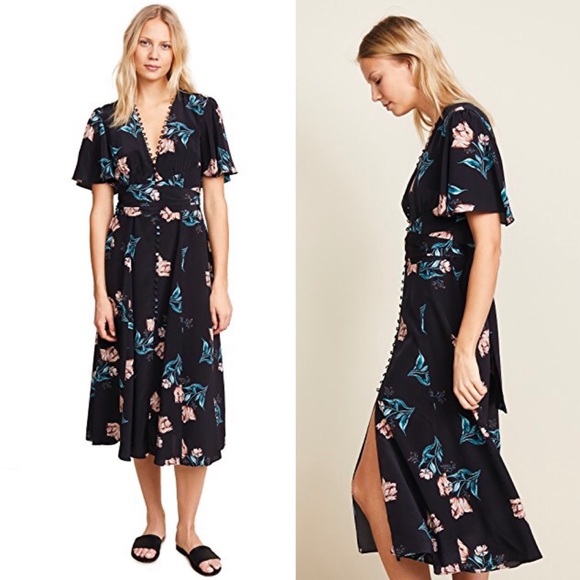 Nicholas Piper Floral Silk Midi Dress NWT - Picture 6 of 8